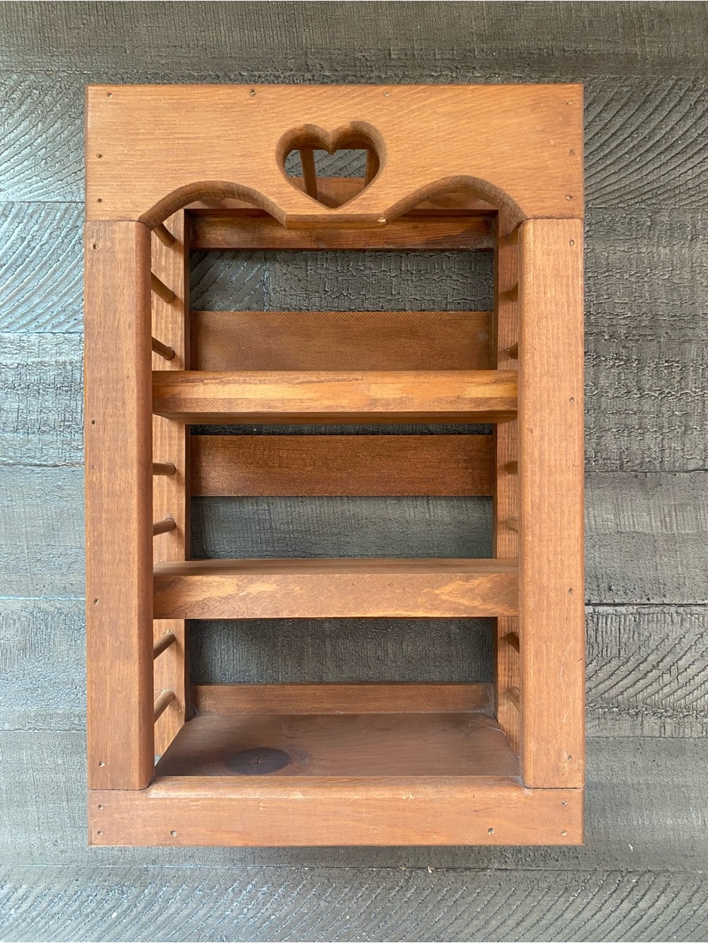 Vintage Wood Heart Cut Out Two Tier Cirio/Trinket Shelf Cottagecore Decor